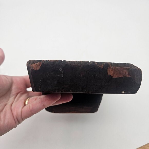 Antique Hand Carved Wood Textile Dragon Mythological Pattern Fabric Stamp Block - Picture 3 of 12